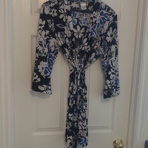 Linea Donatella Floral Print Robe - Black and Blue